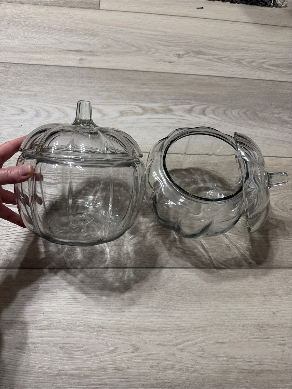 Clear Glass Pumpkin Jar with Lid - Decorative Candy Dish